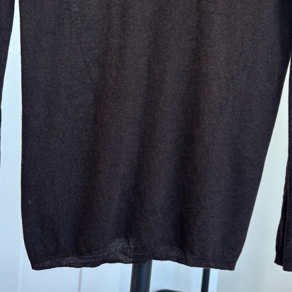 Vince Womens Wool Blend Long Sleeve Sheer Boat Neck Top Brown Sz S - Picture 2 of 12
